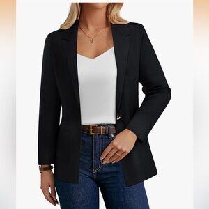 Grace Karin Classic Black Women's Knit Blazer Cardigan Jackets with Pockets nwt